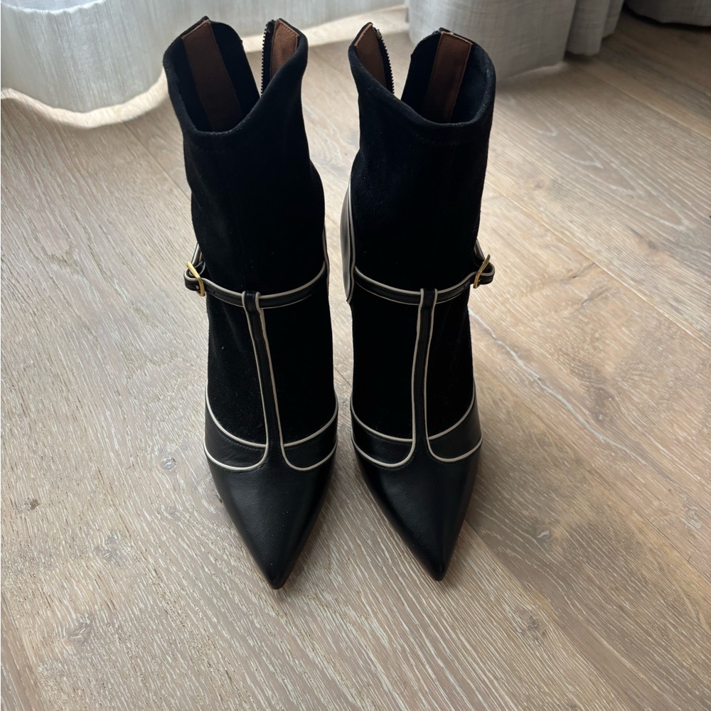 Malone Souliers Black and White Ankle Boots